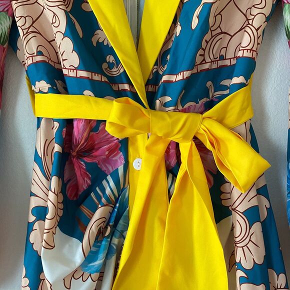 Rushed Maxi Dress size L Shein Multicolor Floral Long Sleeve V Neck - Picture 4 of 14